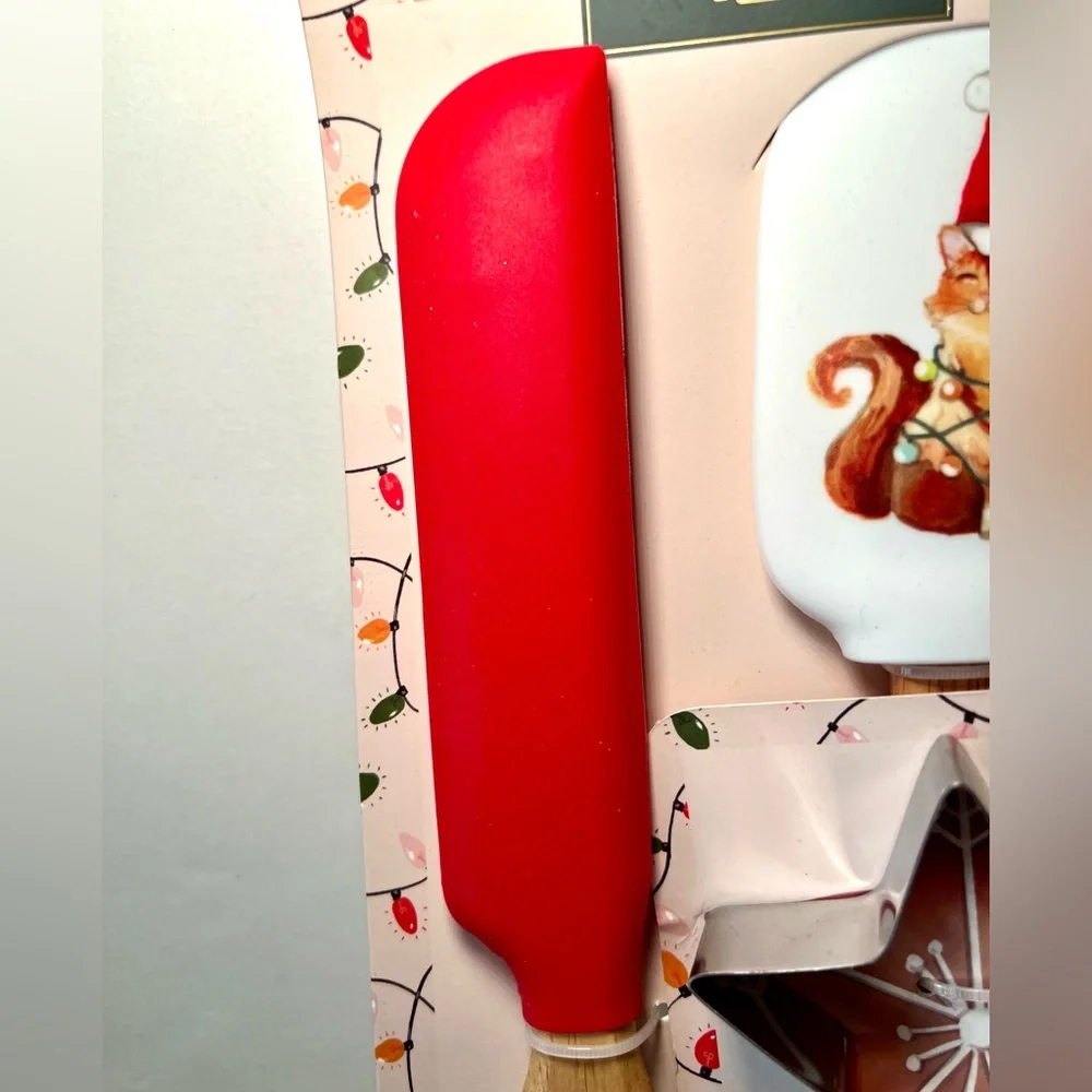 Christmas Kitty Cat Silicone Spatula w/ Long Food Scraper + Star Cookie Cutter - Picture 4 of 7